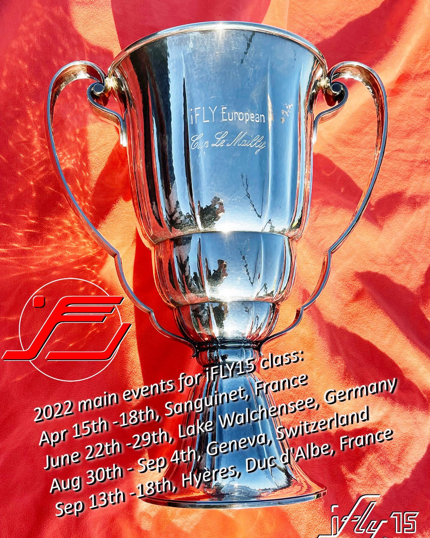 iFLY European Cup le Mailly, the historic silver Cup. Racing in Geneva, AUG 30th- SEP 04th. Including training with the designer.
Further 3 main events for the iFLY15 OneDesign class and the Formula Foil:
>>> JUNE 22nd-29th : iFLY Summer games, Lake Walchensee, Germany.
>>> 16th-18th APR : Sanguinet, France.
>>> SEP (tbd) : Duc d’Albe, Hyères, France.
Further regattas to race with iFLY15:
>>> APR 29th - MAY 1st : Eurocat Carnac.
>>> MAY 14th -15th: Open des Multicoques, Geneva, SNG.
>>> JUNE 4th-6th : Ostseepokal Scharbeutz, Germany. 
>>> JUNE 11th-12th : Internationalen Katpokal Bodensee, Lindau, Germany.
>>> JUNE 11th-12th : Raid Émeraude, Saint Lunaire, France.
>>> JUNE (tbd, second half) : TEXEL, Netherlands
>>> JULY (tbd, second half) : Foiling Week Garda
>>> AUG (tbd, mid month): Bol d'Or du lac de Joux, Switzerland.
>>> AUG 21st : Grand Prix de Maubuisson, Carcans Maubuisson, France.
 
#iFLYRacing #SoundOfSpeed #iFLY15 #TheNewFoilingGeneration #loyaltothefoil #foiling #sail #sailboats #sailingboat #sailingphotography #sailingworld #iFLY #FormulaFoil #FoilingCatamaran #Catamaran #foiler #Katamaran #FlySafe #ActiveFoilControl #Foil #Hydrofoil #foilinggeneration #lifestyle #sailing #flying #sailFriends #loyaltothefoil #codeF #sailboats #sailingboat