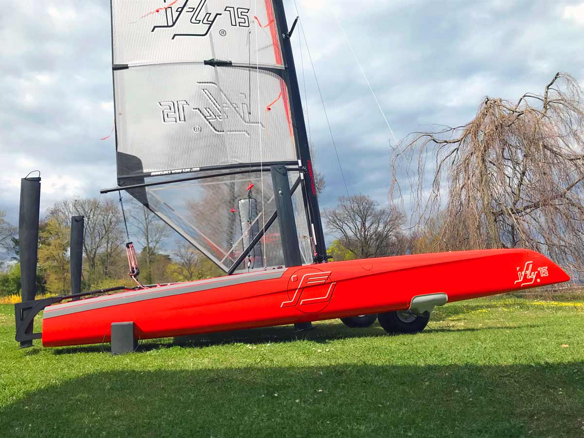 Pre-owned iFLY15 foiling catamaran high-quality used hydrofoil sailboat for easy access into foiling, precision and peak performance.